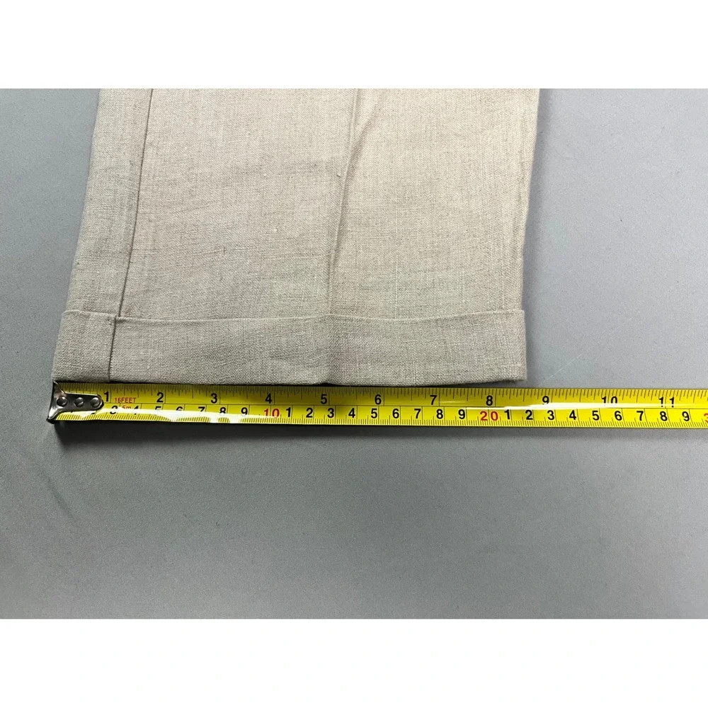 Turnbury Men Linen Pleated Dress Pants Trousers 37x31.5* Tan Cuffed Straight Leg